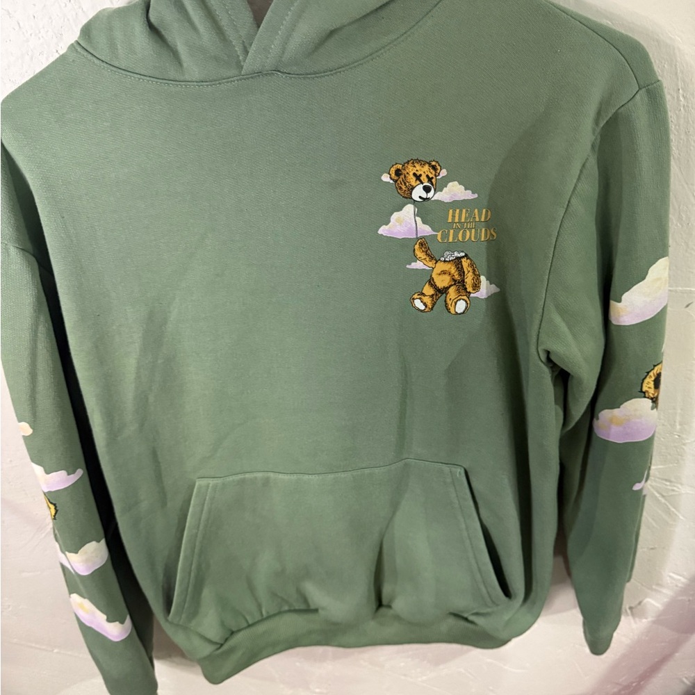 Green Hoodie with Bear Design